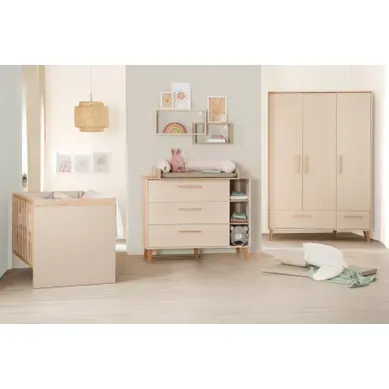 Chambre Bébé Complète - Lit évolutif + Commode À Langer + Armoire - Cashmere Et Châtaignier - Jil Chambre Bébé Complète - Lit évolutif + Commode À Langer + Armoire - Cashmere Et Châtaignier - Jil