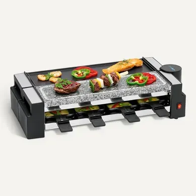 Raclette Gril Avec Pierre Chaude 8 Personnes  Rg 3678 Noir