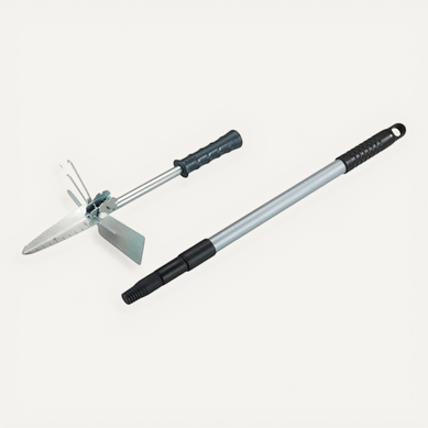 Accessoire Jardinage Multifonctionnel Avec Manche Télescopique - Noir Et Gris