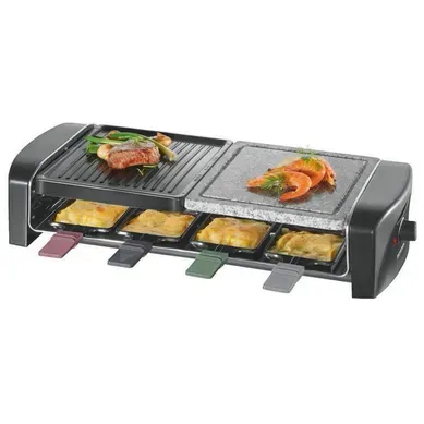 Appareil A Raclette 8 Personnes vec Pierre Naturelle Et Plaque En Fonte Rg9645