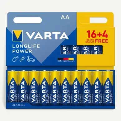 Piles Longlife Power VARTA AA 16+4 Piles Longlife Power VARTA AA 16+4 vue de face
