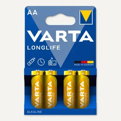 Piles Alcalines VARTA LR6 4106101414 x 4 Piles Alcalines VARTA LR6 4106101414 x 4 vue de face