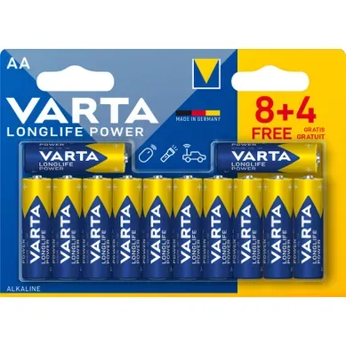 Piles alcalines VARTA HIGH ENER LR06 AA 8+4 Piles alcalines VARTA HIGH ENER LR06 AA 8+4 vue de face