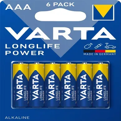 Piles VARTA LONGLIFE POWER AAA x6 Piles VARTA LONGLIFE POWER AAA x6 vue de face