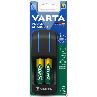 Chargeur piles VARTA POCKET CHARGEUR + 4 AA Chargeur piles VARTA POCKET CHARGEUR + 4 AA vue de face