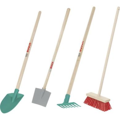 Set De Jardinage Enfant Sous Licence Bosch Mini - 4 Pièces, Manches Bois Set De Jardinage Enfant Sous Licence Bosch Mini - 4 Pièces, Manches Bois