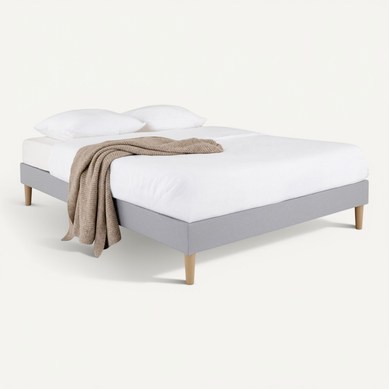 Sommier Tapissier Quimper 140 X 190 Cm Revêtement Tissu - Gris