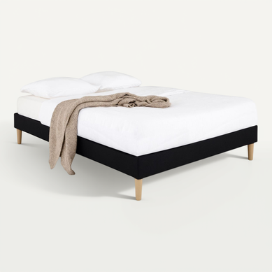 Sommier Tapissier Quimper 140 X 190 Cm Revêtement Tissu - Noir