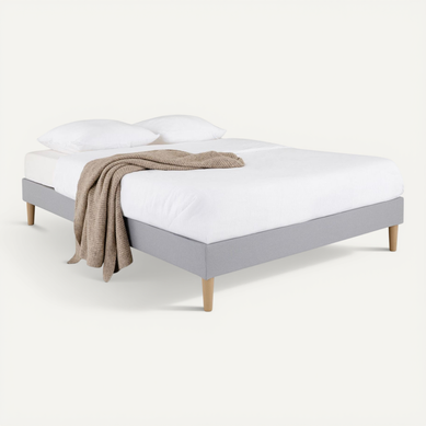 Sommier Tapissier Brest 160 X 200 Cm Revêtement Tissu - Gris