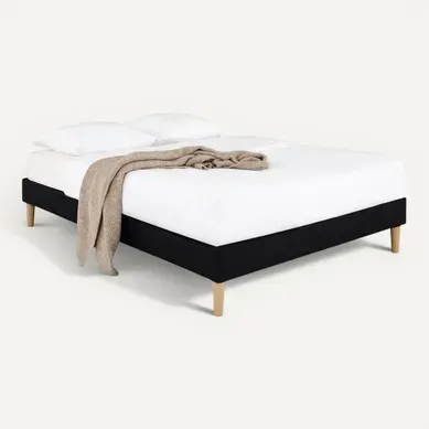 Sommier Tapissier Brest 160 X 200 Cm Revêtement Tissu - Noir