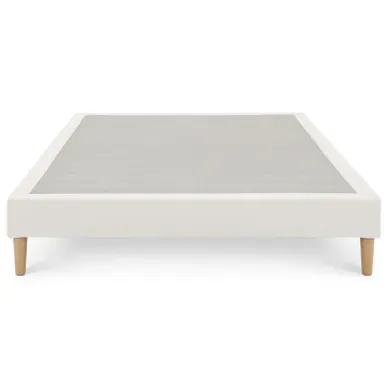 Sommier Tapissier Quimper 140 X 190 Cm Revêtement Tissu - Blanc Crème