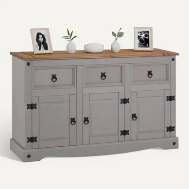 Buffet Salle à Manger Ramon L 125 Cm En Bois Massif - Gris Buffet Salle à Manger Ramon L 125 Cm En Bois Massif - Gris