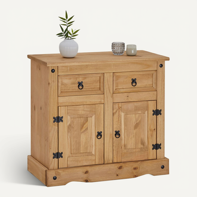 Buffet En Pin Salsa Style Mexicain, Avec 2 Portes Et 2 Tiroirs
