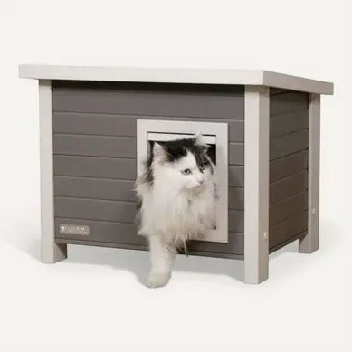 Maison Pour Chat D'extérieur Eco Eli - 57 X 45 X 43 Cm, Gris/blanc Maison Pour Chat D'extérieur Eco Eli - 57 X 45 X 43 Cm, Gris/blanc