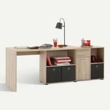 Bureau D'angle Réversible "oxela" 135cm Chêne Clair Bureau D'angle Réversible "oxela" 135cm Chêne Clair