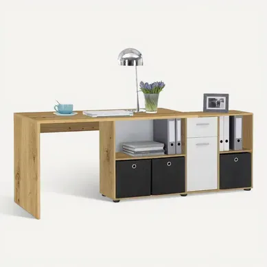 Bureau D'angle Réversible "oxela" 135cm Chêne Bureau D'angle Réversible "oxela" 135cm Chêne