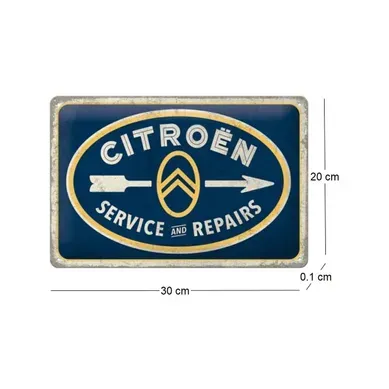 Plaque Décorative En Métal En Relief 30 X 20 Cm Citroën - Service Plaque Décorative En Métal En Relief 30 X 20 Cm Citroën - Service
