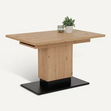 Table extensible L.120/150/180 LORENA imitation chêne/ noir vue 3/4