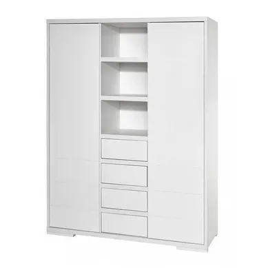 Armoire Bébé 2 Portes 4 Tiroirs Bois Laqué Blanc Maxx White L 139 X H 191 X P 53 Cm