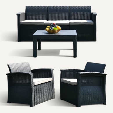 Ensemble Jardin Rotin Synthétique 4 Pièces