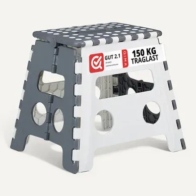 10x Tabourets Pliants Bas En Gris-blanc