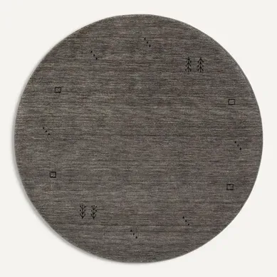 Tapis En Laine Rond Jamal Gris  160 Cm Rond