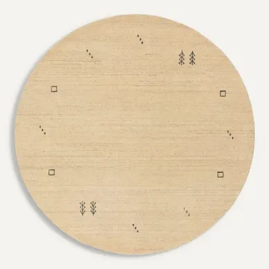 Tapis En Laine Rond Jamal Crème  160 Cm Rond