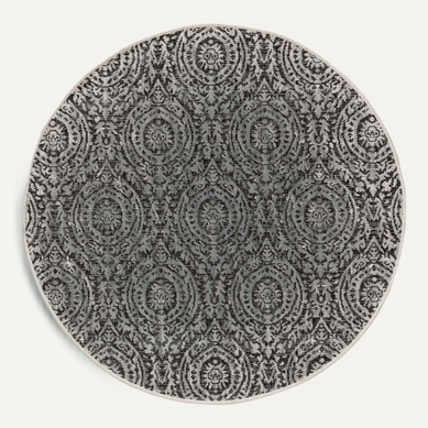 Tapis D'extérieur Et Intérieur Rond Cleo Blanc Et Noir 2 120 Cm Rond