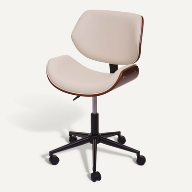 Chaise De Bureau Hwc-g25 Bois Cintré Aspect Noyer Rétro Crème