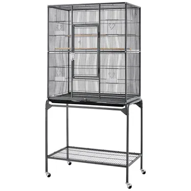 Cage Pour Oiseaux Cage Pour Perroquet Avec Support Roulant Pour Perruche Calopsitte, Noir Cage Pour Oiseaux Cage Pour Perroquet Avec Support Roulant Pour Perruche Calopsitte, Noir