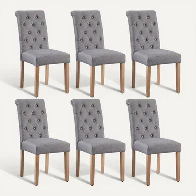 Lot De 6 Chaises De Salle à Manger Haut Dossier Revêtement Pieds En Bois Gris Foncé Lot De 6 Chaises De Salle à Manger Haut Dossier Revêtement Pieds En Bois Gris Foncé