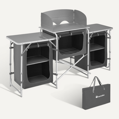 Cuisine De Camping XXL Avec Structure En Aluminium Et 5 Compartiments XXL En Aluminium Gris Cuisine De Camping XXL Avec Structure En Aluminium Et 5 Compartiments XXL En Aluminium Gris
