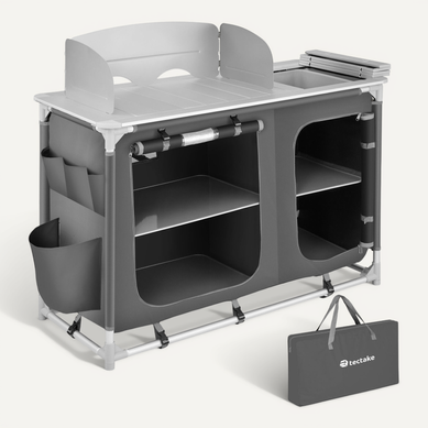 Cuisine De Camping De Luxe Avec Structure En Aluminium Et 4 Compartiments Luksus En Aluminium Gris Cuisine De Camping De Luxe Avec Structure En Aluminium Et 4 Compartiments Luksus En Aluminium Gris
