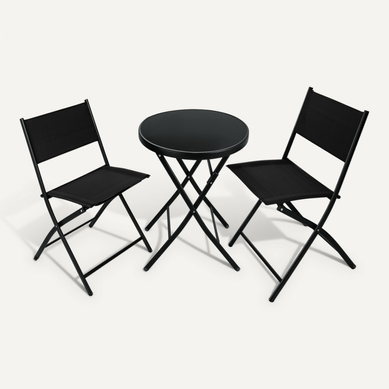 Ensemble Table Et Chaises De Jardin Bistrot Noir  45.5 X 58 X 81 Cm