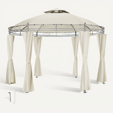 1 Pavillon De Jardin Siana En Polyester, Acier Crème