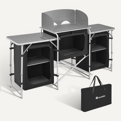 Cuisine De Camping XXL Avec Structure En Aluminium Et 5 Compartiments XXL En Aluminium Noir Cuisine De Camping XXL Avec Structure En Aluminium Et 5 Compartiments XXL En Aluminium Noir