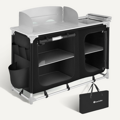 Cuisine De Camping De Luxe Avec Structure En Aluminium Et 4 Compartiments Luksus En Aluminium Noir Cuisine De Camping De Luxe Avec Structure En Aluminium Et 4 Compartiments Luksus En Aluminium Noir