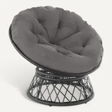 1 Fauteuil De Jardin En Rotin Gargano En Résine Tressée, Acier Noir 1 Fauteuil De Jardin En Rotin Gargano En Résine Tressée, Acier Noir