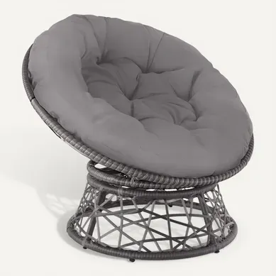 Fauteuil De Jardin En Rotin Gargano En Résine Tressée, Acier Gris Fauteuil De Jardin En Rotin Gargano En Résine Tressée, Acier Gris
