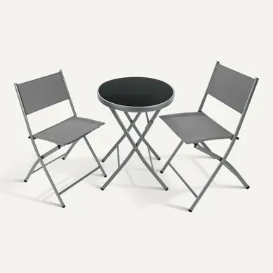 Ensemble Table Et Chaises De Jardin Bistrot Gris  45.5 X 58 X 81 Cm