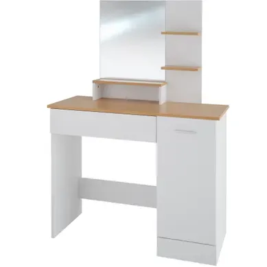 1 Coiffeuse Table De Maquillage Zöé En Panneau Aggloméré Blanc/hêtre 1 Coiffeuse Table De Maquillage Zöé En Panneau Aggloméré Blanc/hêtre