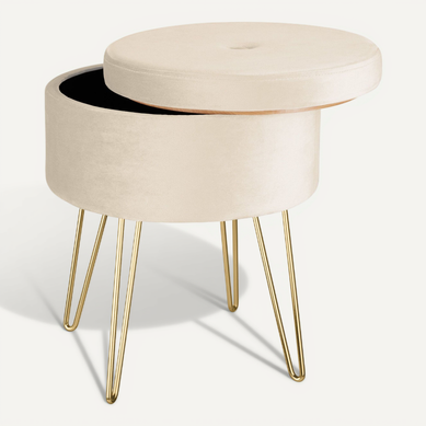 1 Tabouret Avec Espace De Rangement Ava En Bois Mdf Crème 1 Tabouret Avec Espace De Rangement Ava En Bois Mdf Crème