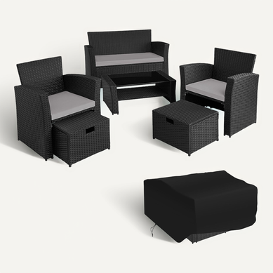 Salon De Jardin Noir/gris 129 X 68.5 X 75 Cm Salon De Jardin Noir/gris 129 X 68.5 X 75 Cm