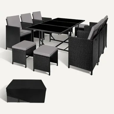 Salon De Jardin Noir/gris 53 X 53 X 87 Cm Salon De Jardin Noir/gris 53 X 53 X 87 Cm