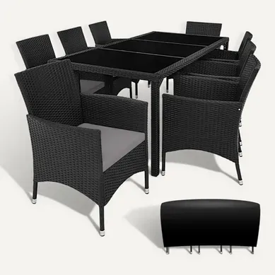 Salon De Jardin Noir/gris  60 X 55 X 83 Cm