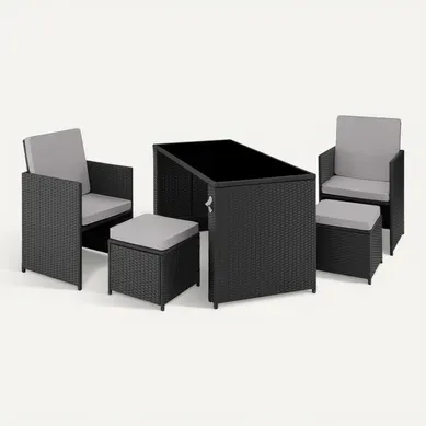 Salon De Jardin En Résine Tressée Noir/gris 202 X 130.5 X 92.5 Cm Salon De Jardin En Résine Tressée Noir/gris 202 X 130.5 X 92.5 Cm