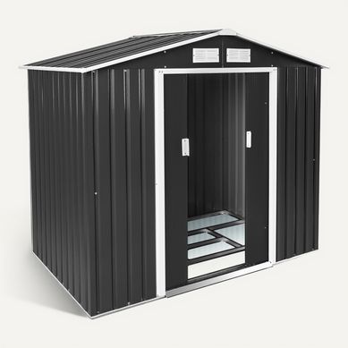 Abri De Jardin Métal 2,7 M² Toiture 2 Pans En Tôle D'acier Gris/blanc Abri De Jardin Métal 2,7 M² Toiture 2 Pans En Tôle D'acier Gris/blanc