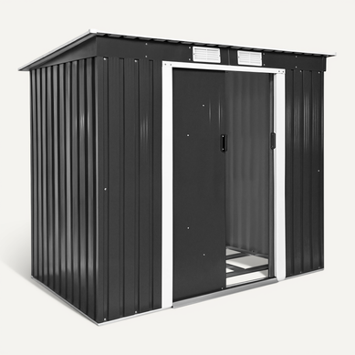 Abri De Jardin Métal 2,7 M² Toiture Monopente En Tôle D'acier Gris/blanc Abri De Jardin Métal 2,7 M² Toiture Monopente En Tôle D'acier Gris/blanc