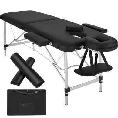 Table De Massage Portable Pliante 2 Zones En Aluminium, Cuir Synthétique Noir