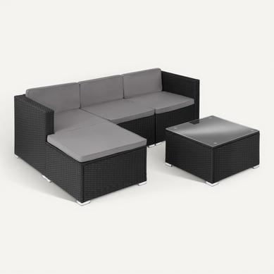 Salon En Rotin Noir 179 X 150 X 65 Cm Salon En Rotin Noir 179 X 150 X 65 Cm